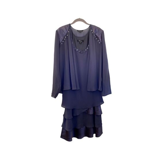 SL fashions two piece tiered dress with cover up jacket size 14 ￼ - Picture 2 of 8